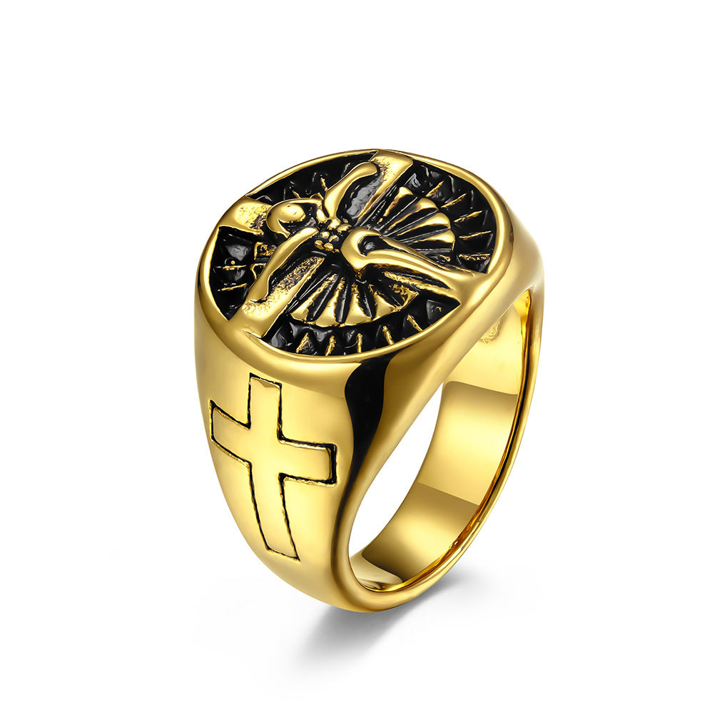 Stainless Steel Cross Men's Ring