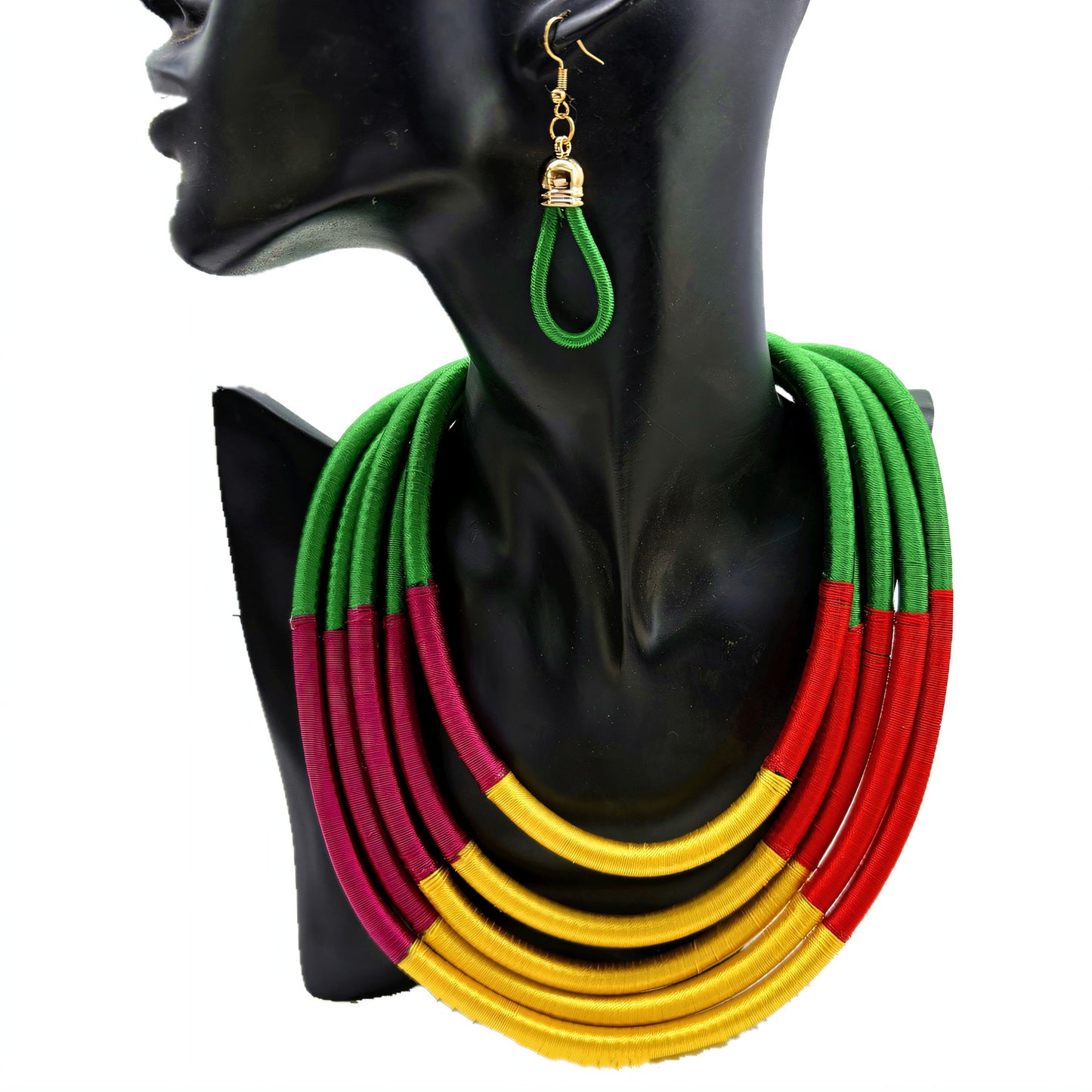 Planderful Savanna Rhythms Necklace and Earrings Set – Fashionable Multi-Layer Design