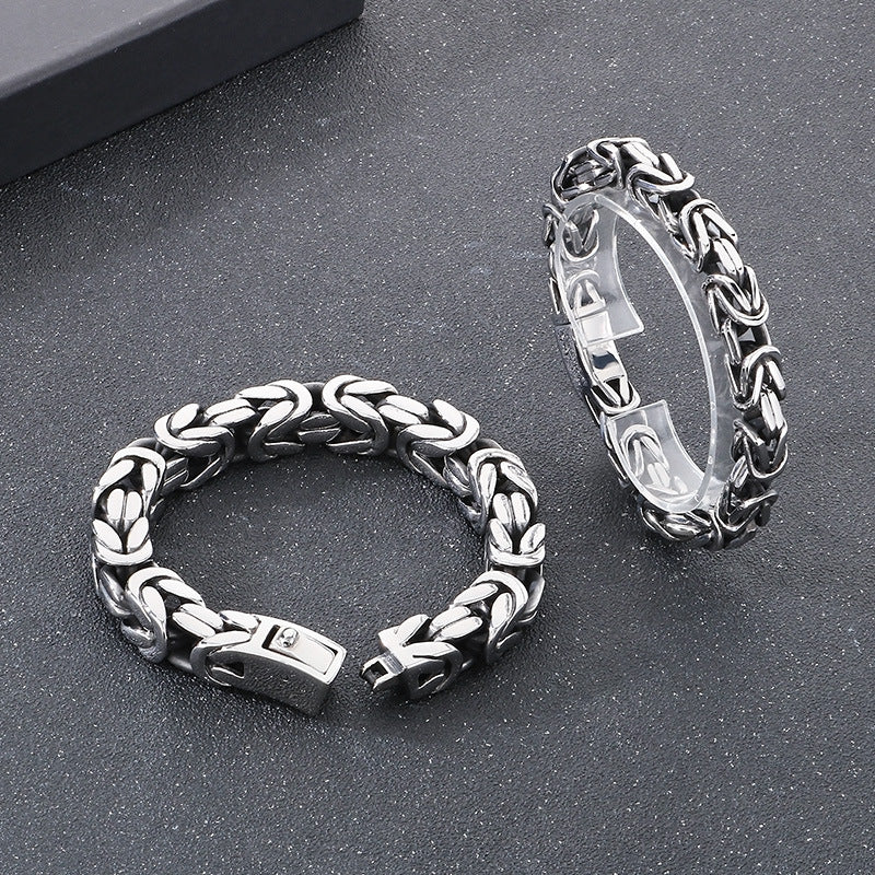 Planderful Custom Mens Square Titanium Steel Punk Bracelet