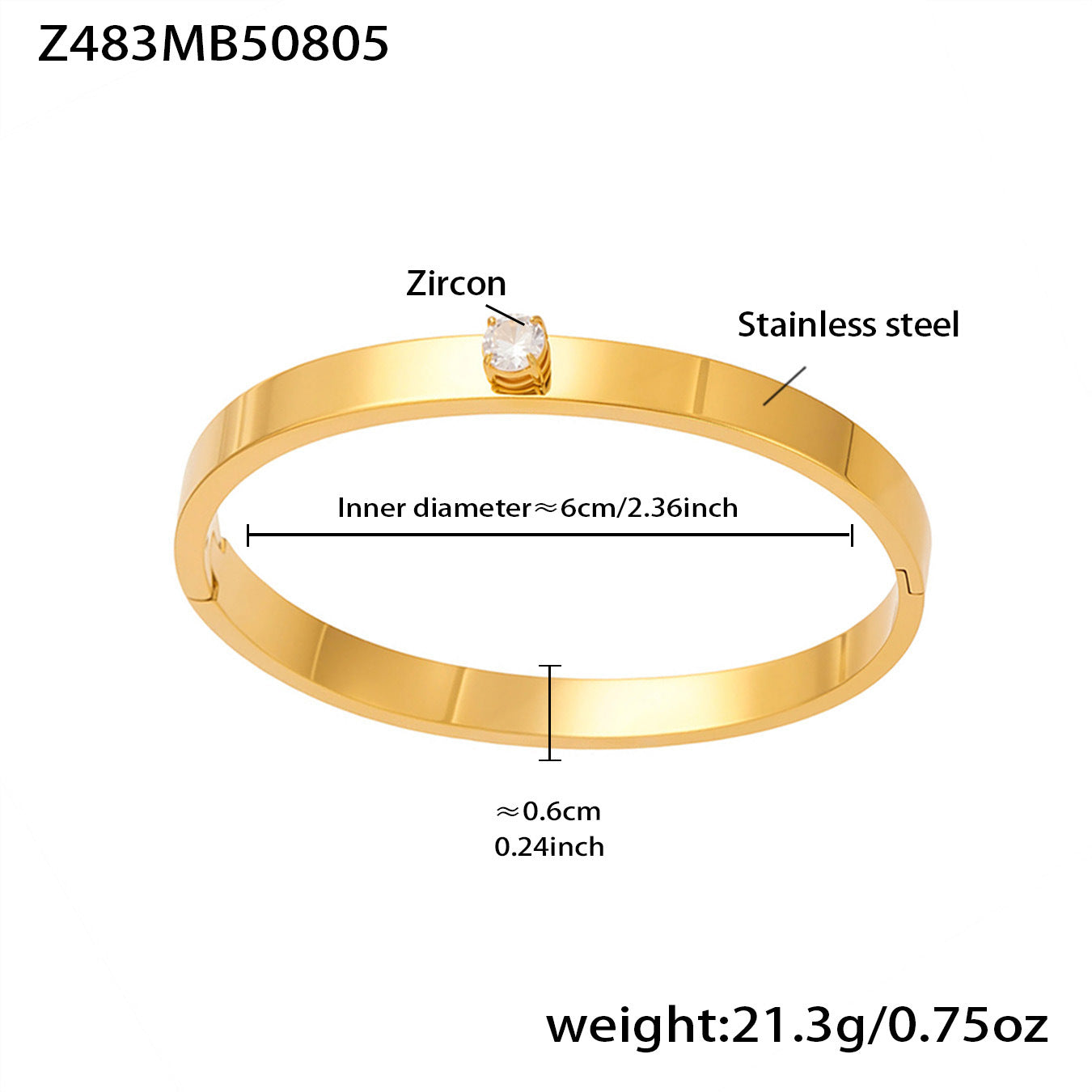 Planderful Zircon Bamboo Stainless Steel Bracelet Women