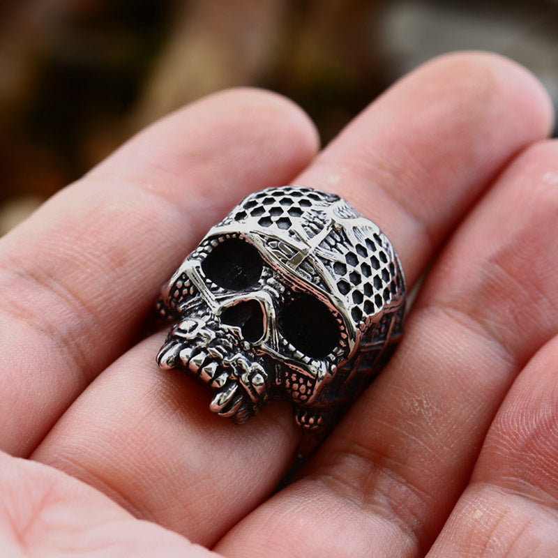 Punk Skull Titanium Steel Ring for Men - Wholesale European and American Hip Hop Style