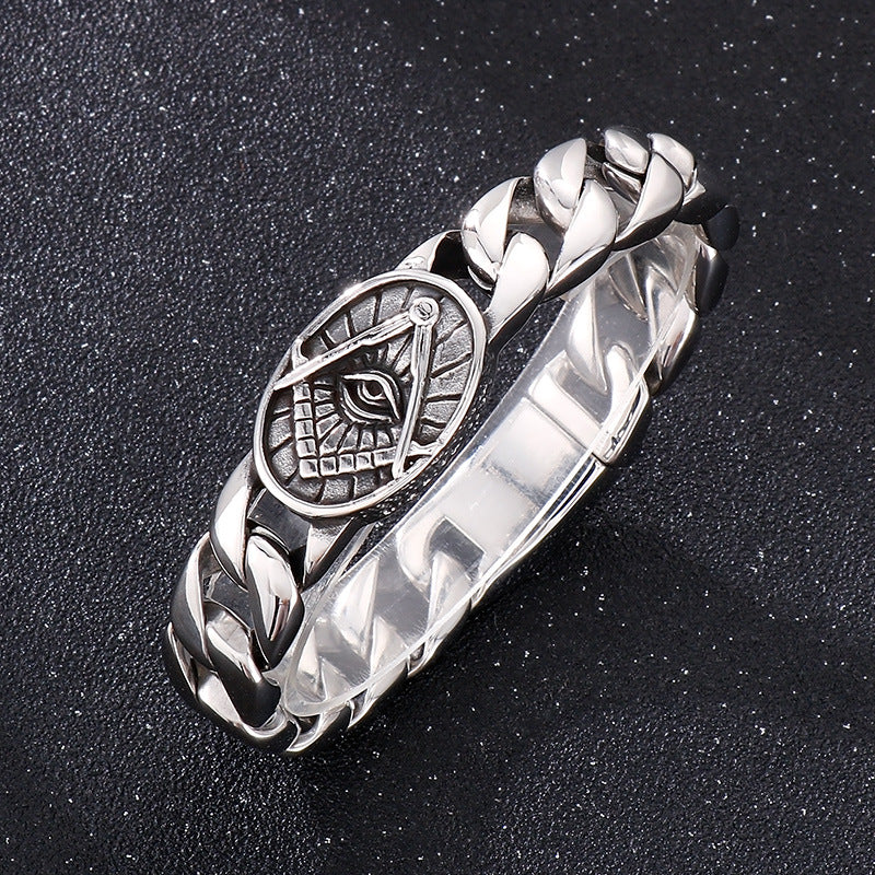 Clothing – Punk Wind Round Brand Freemasonry Titanium Steel Men's Bracelet