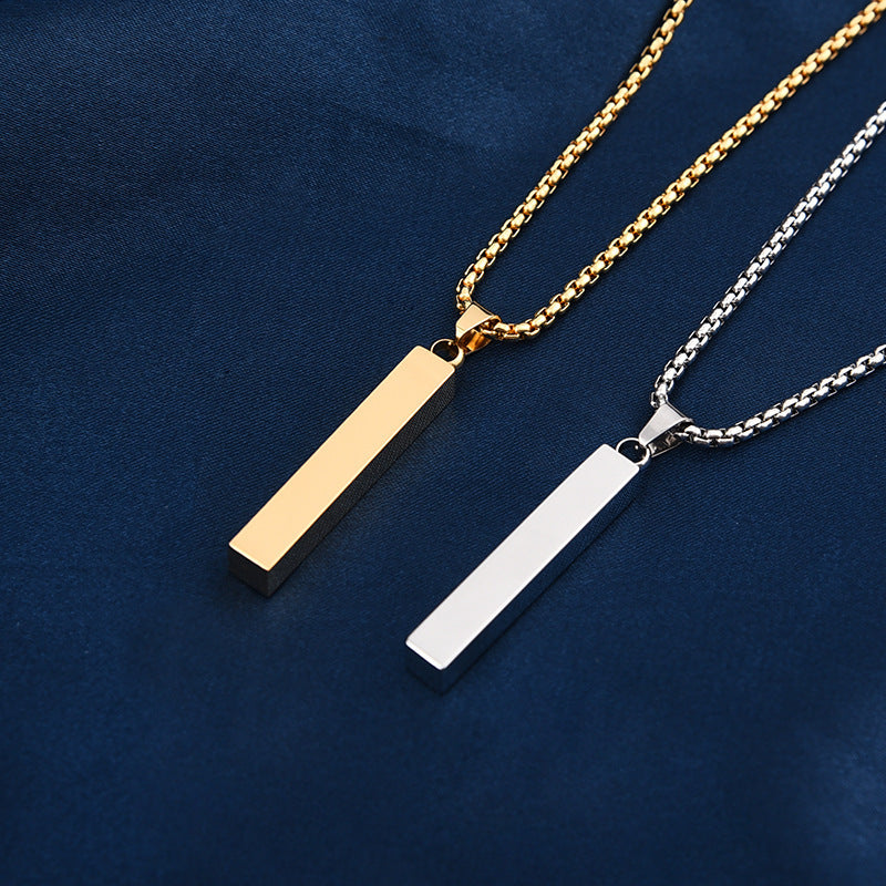 Planderful Jewelry Rectangular Cylinder Titanium Necklace Unisex Clavicle Chain Design