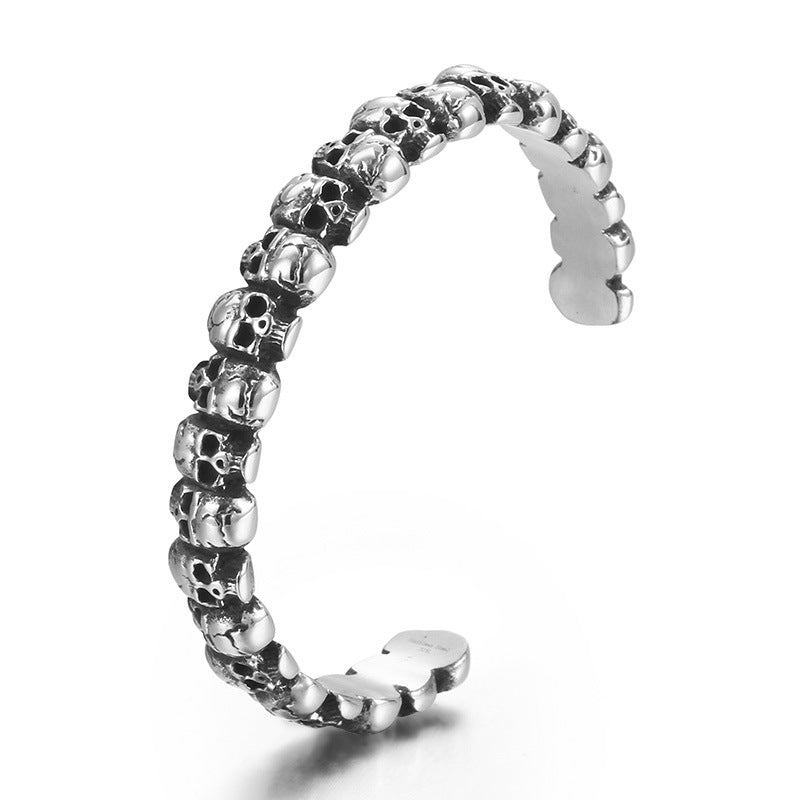 Gothic Ghost Head Bracelet – Punk Style Dark Skull 9mm Stainless Steel Men's Bracelet