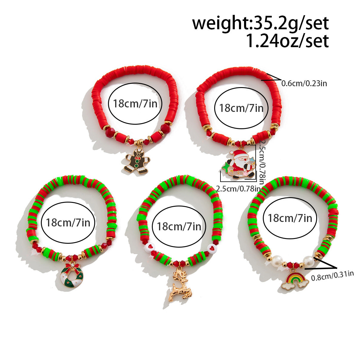 Planderful Vienna Verve Christmas Elk Pottery Bracelet For Holiday Gifts Elastic Letter Jewelry Set