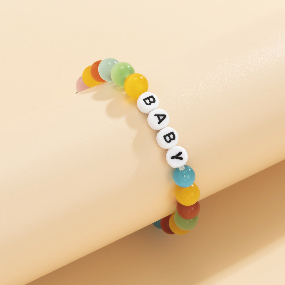 Planderful Vienna Verve Colored Opal Elastic Letter Bracelet For Women And Teens Statement Beaded Accessory