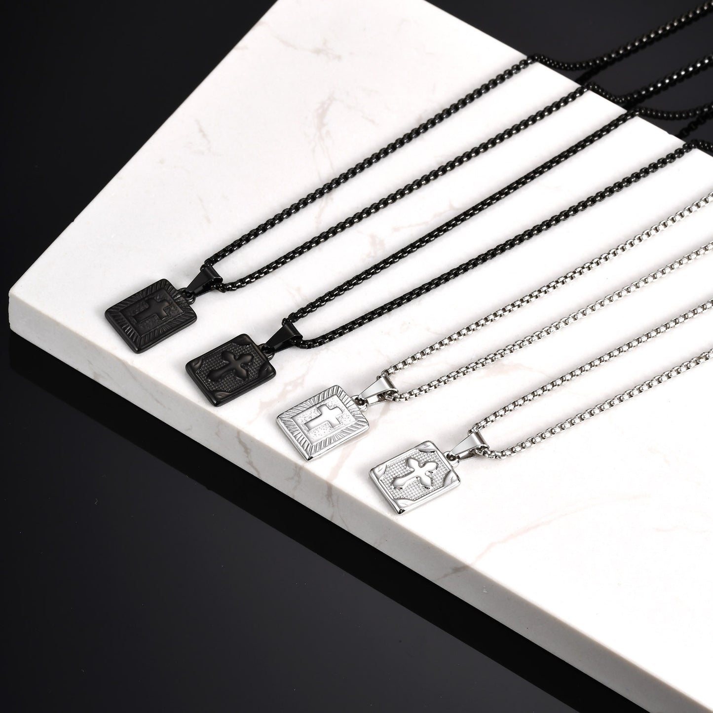 Planderful Geometric Stainless Steel Square Pendant for Men