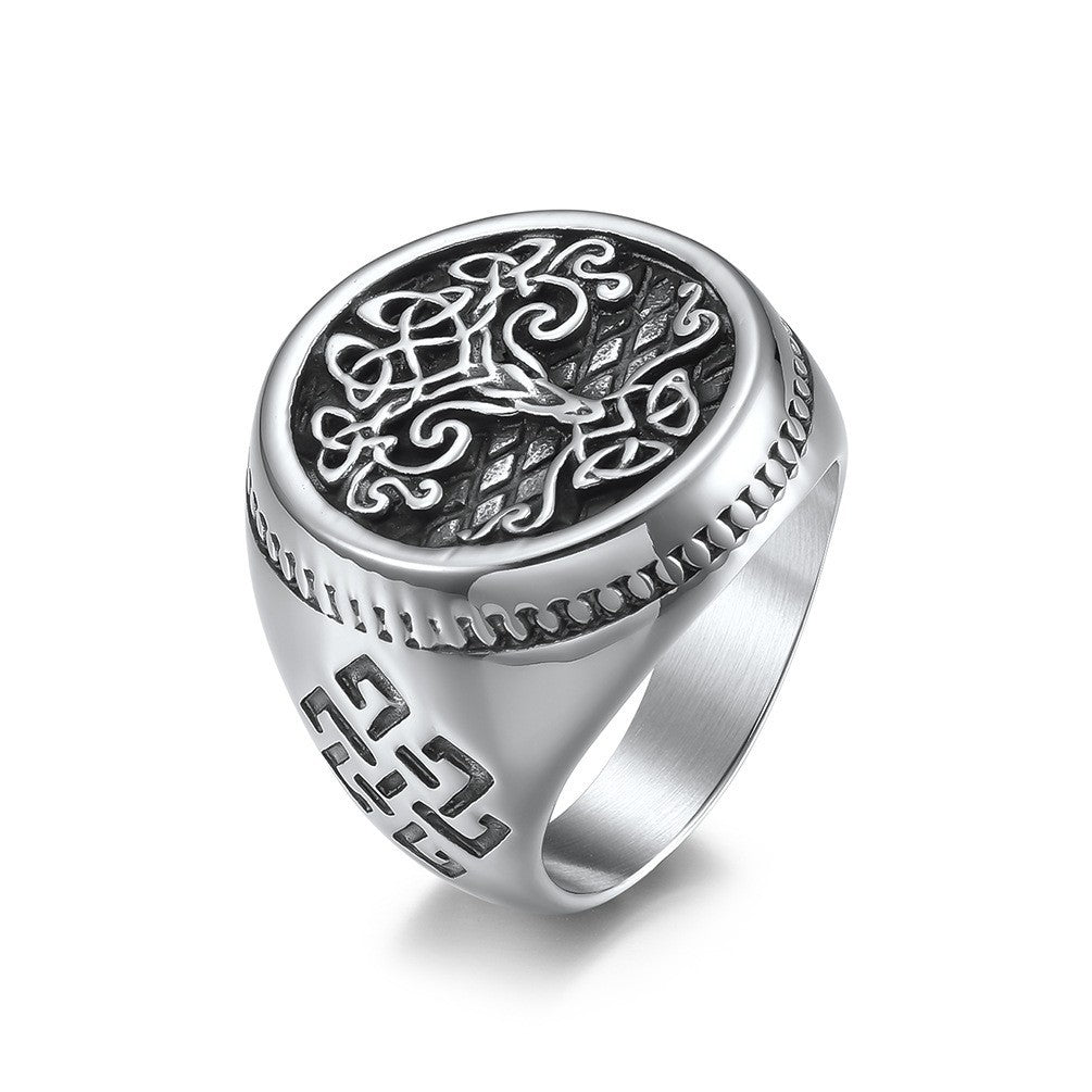 Retro Nordic Mythology Celtic Knot Tree of Life Ring