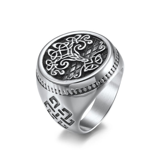 Retro Nordic Mythology Celtic Knot Tree of Life Ring