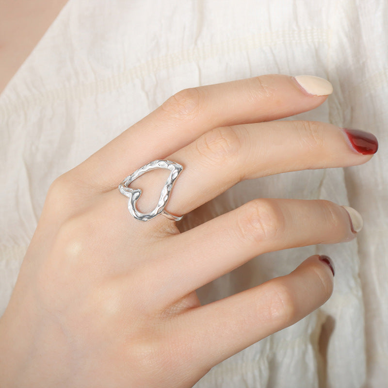 Golden Heart Titanium Steel Ring - Unique Niche Design Hand Jewelry