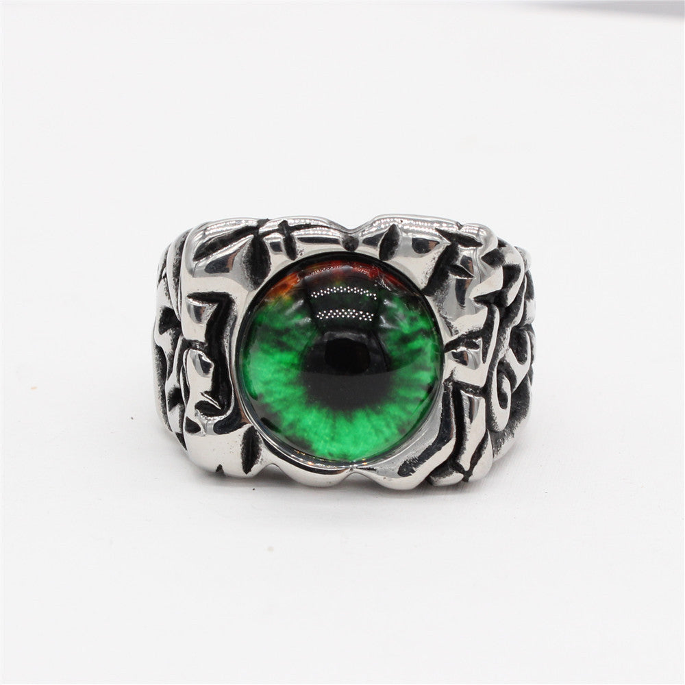 Planderful Titanium Steel Ring Devil Eye Unisex Bold Protection Symbol for Men and Women