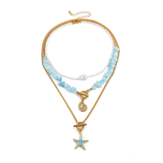 Starfish Baroque Beaded Layered Necklace