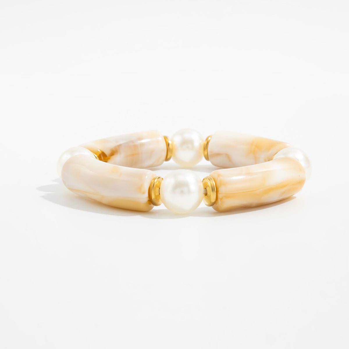 Retro Curved Geometric Splicing Bracelet Bracelet Imitation Pearl Special-Shaped Bracelet