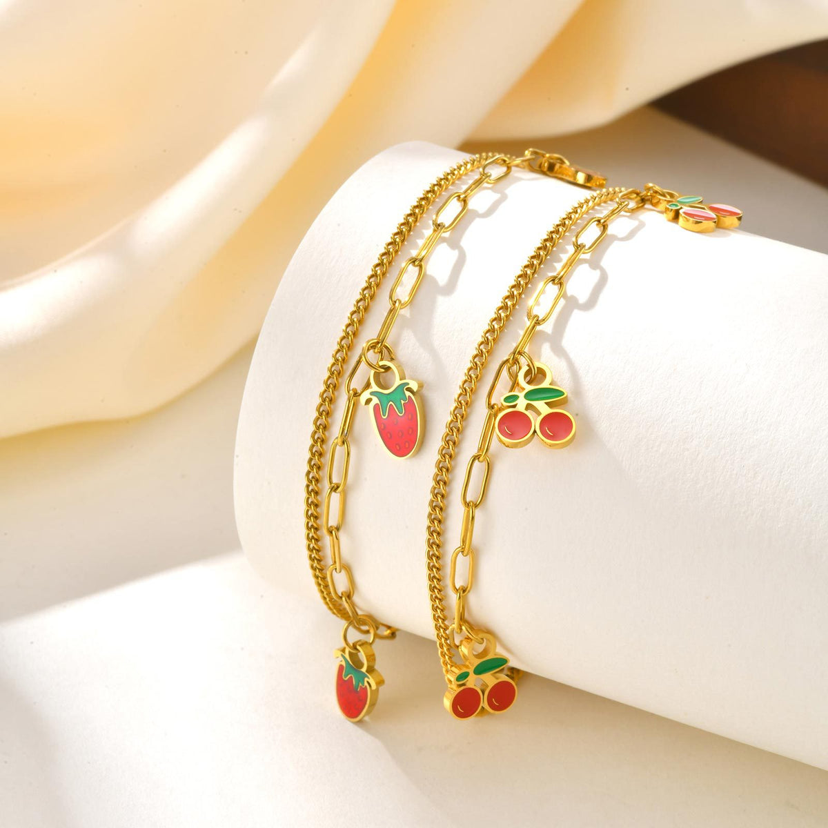 Girls Sweet Wind Double Stainless Steel Bracelet