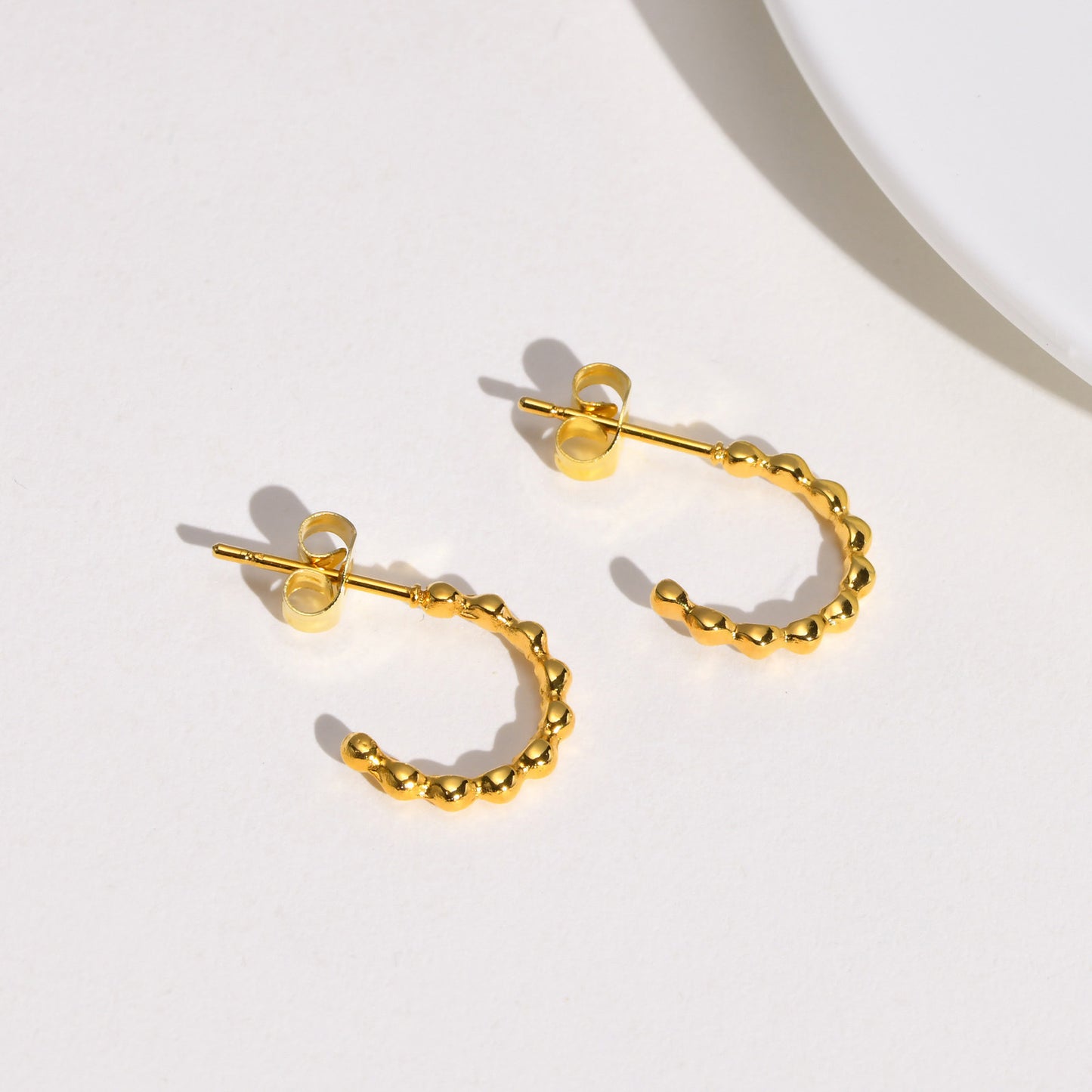 Jewelry Stainless Steel Beads C-Earrings Gold Ladies Style