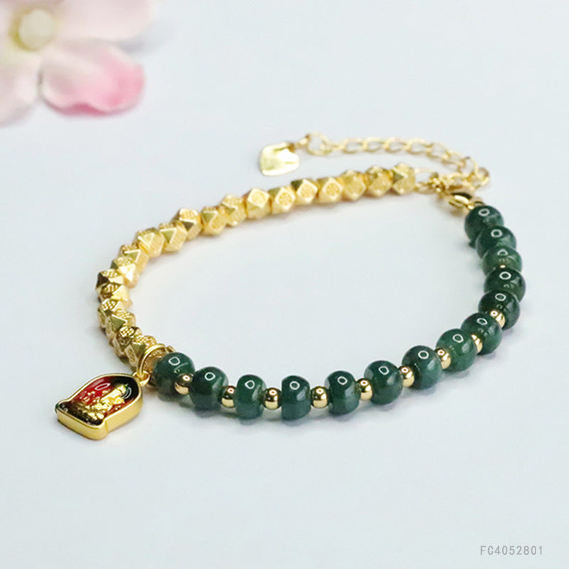 Blue Water Jadeite Abacus Bead Style 2 Bracelet