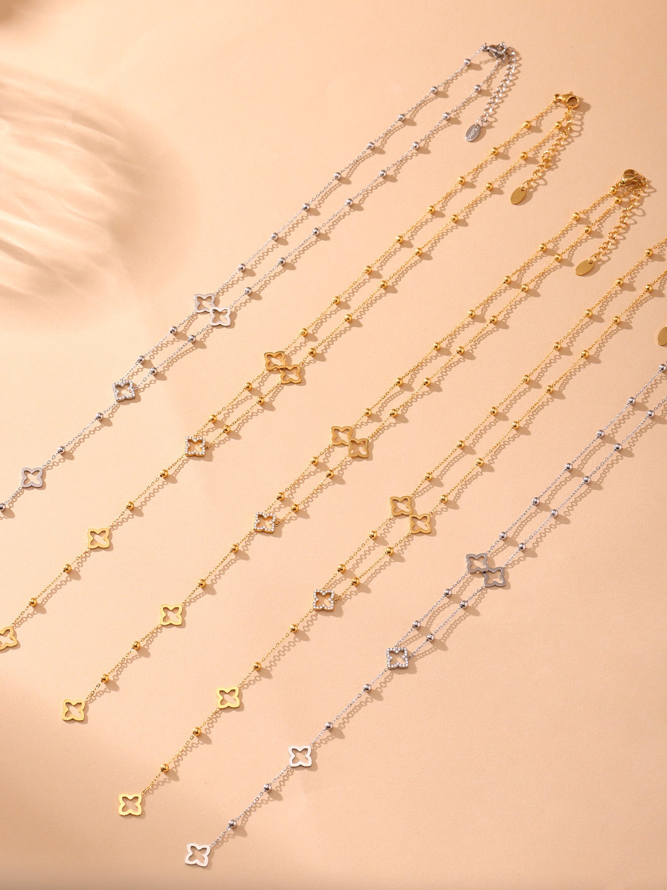 Planderful Clavicle Necklace For Women Four Leaf Flower