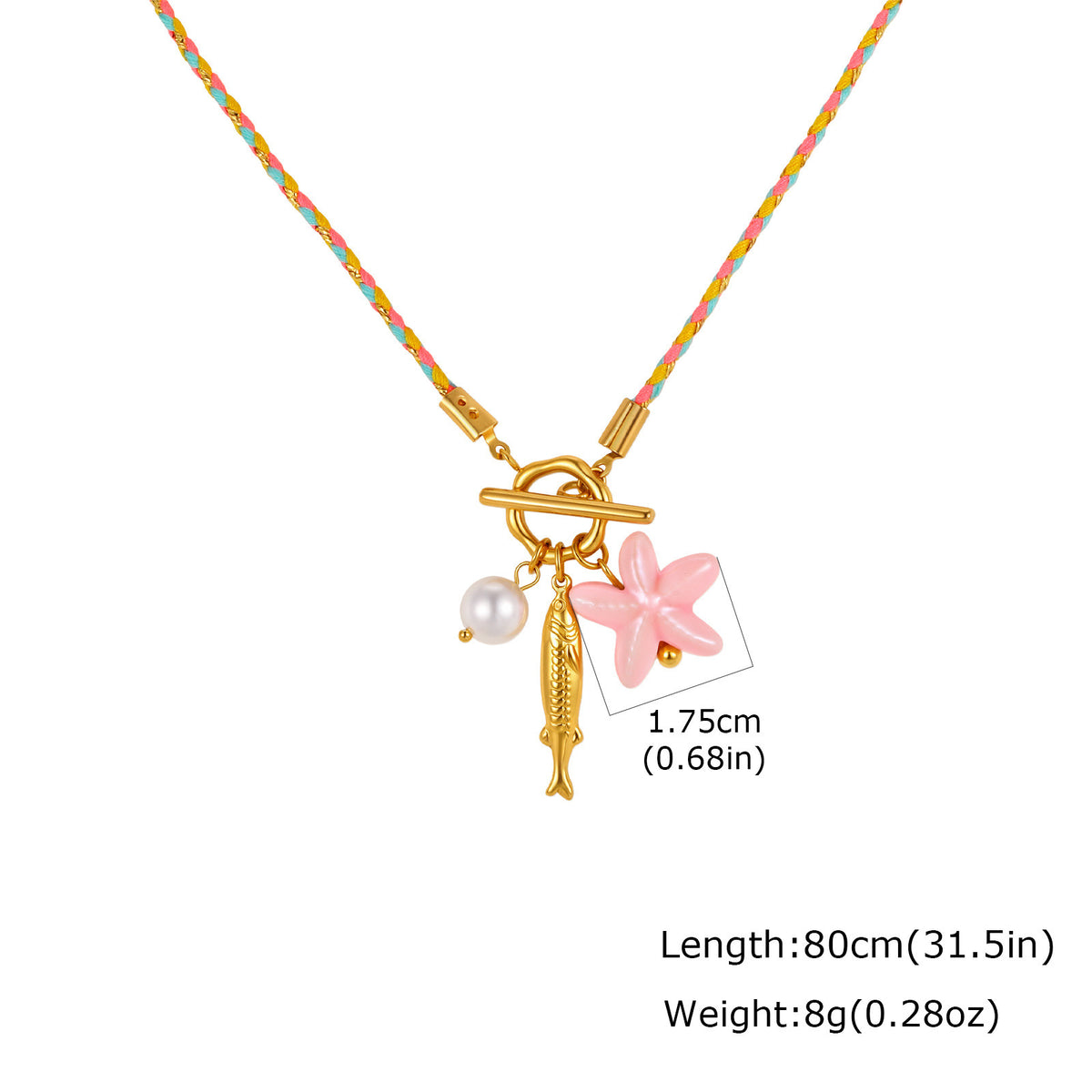 Hot-Selling Temu Ocean Wind Stainless Steel Sea Star Imitation Pearl Blue Braided Rope Necklace