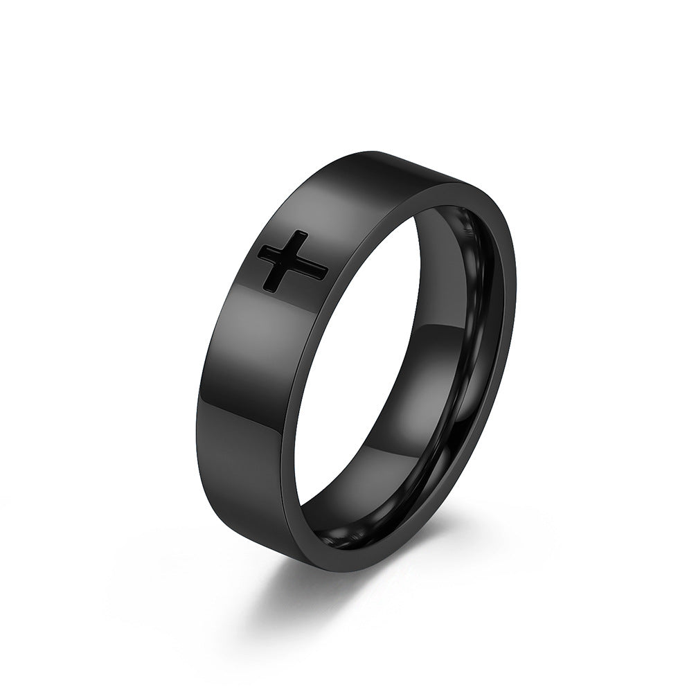 Planderful Simple Cross Stainless Steel Ring for Men