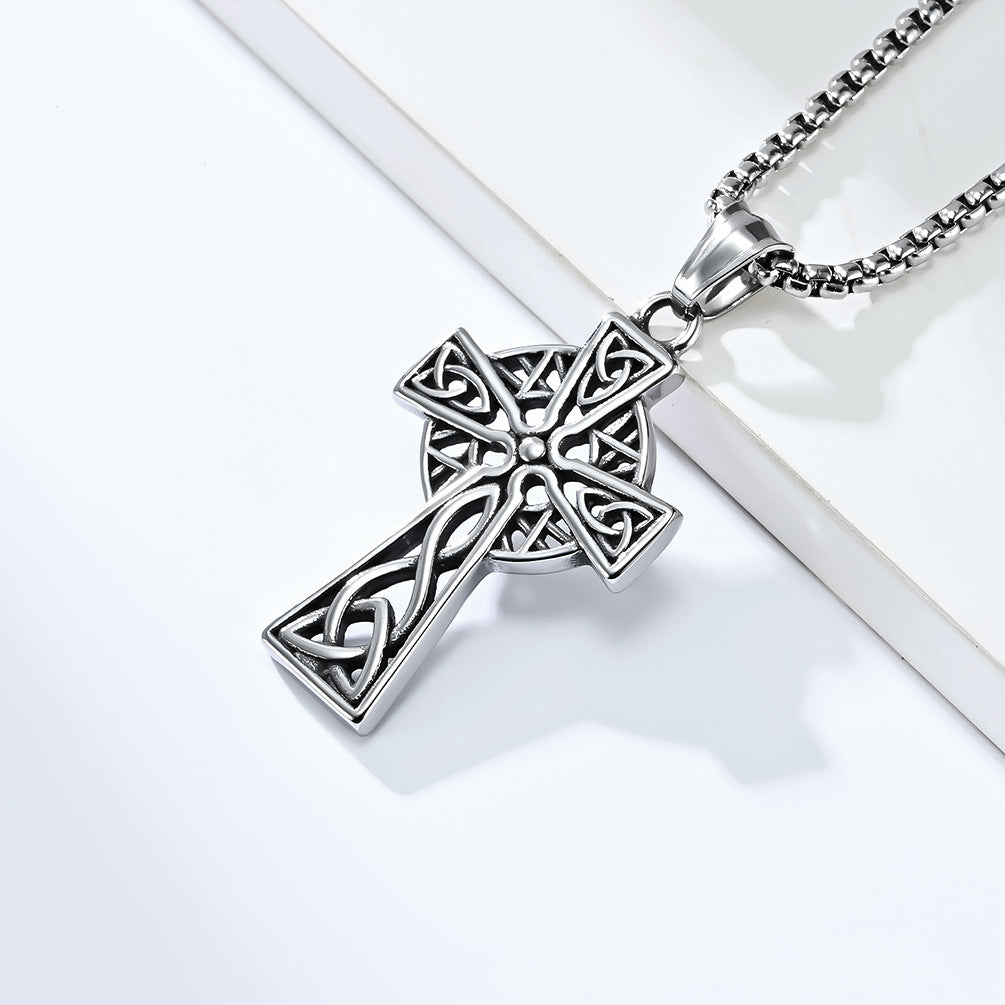 Nordic Viking Celtic Triangular Knot Pendant Necklace for Men