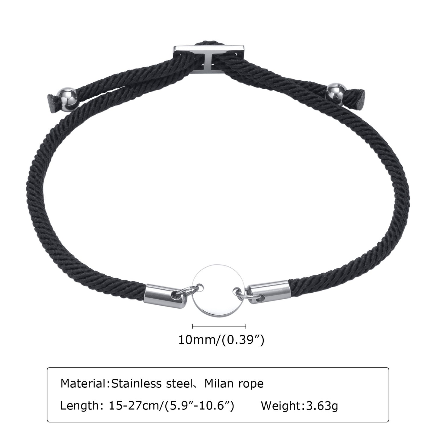 Personalized Hand Rope Stainless Steel Adjustable Bracelet