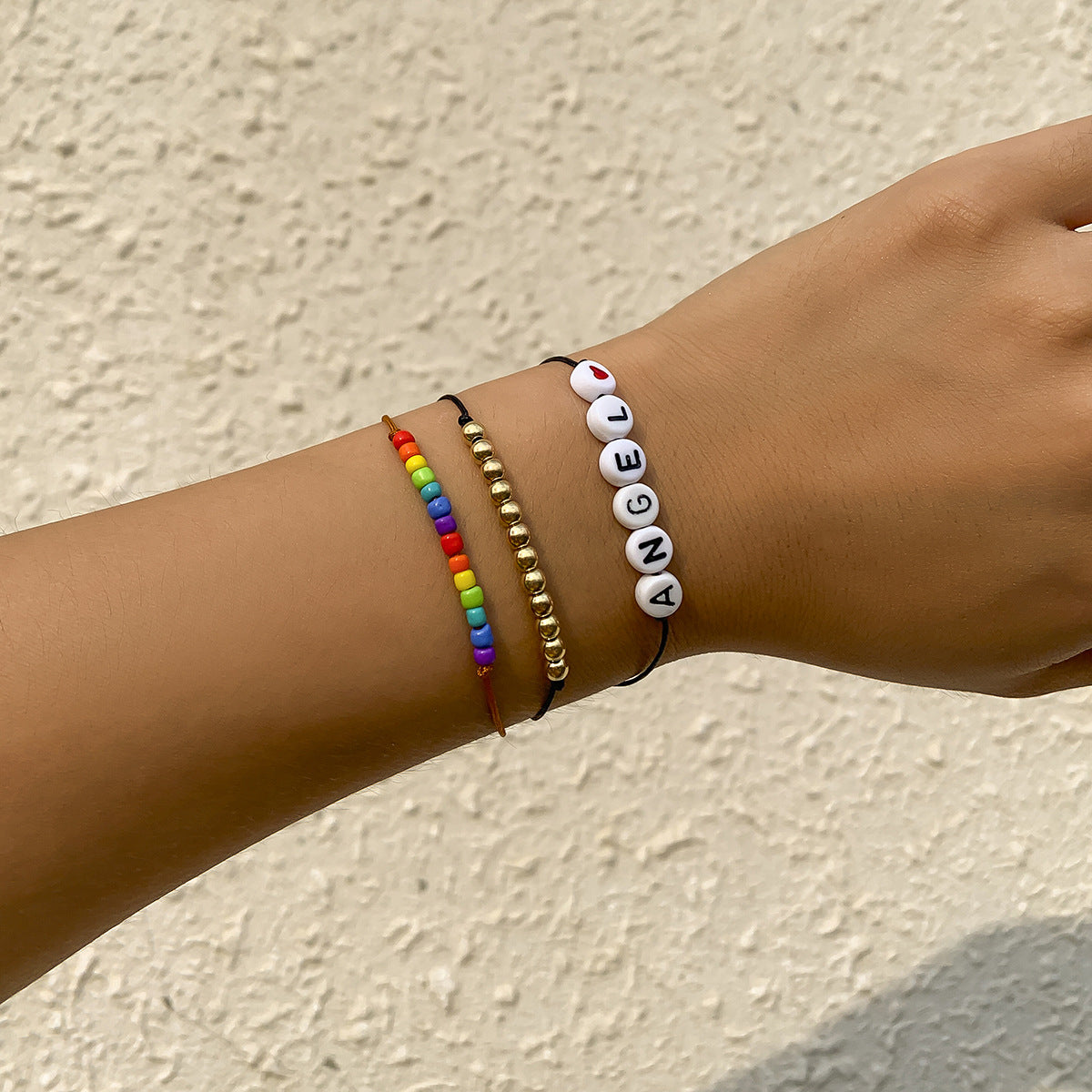 Letter Heart Beaded Bracelet Planderful Vienna Verve For Women Adjustable Statement Jewelry
