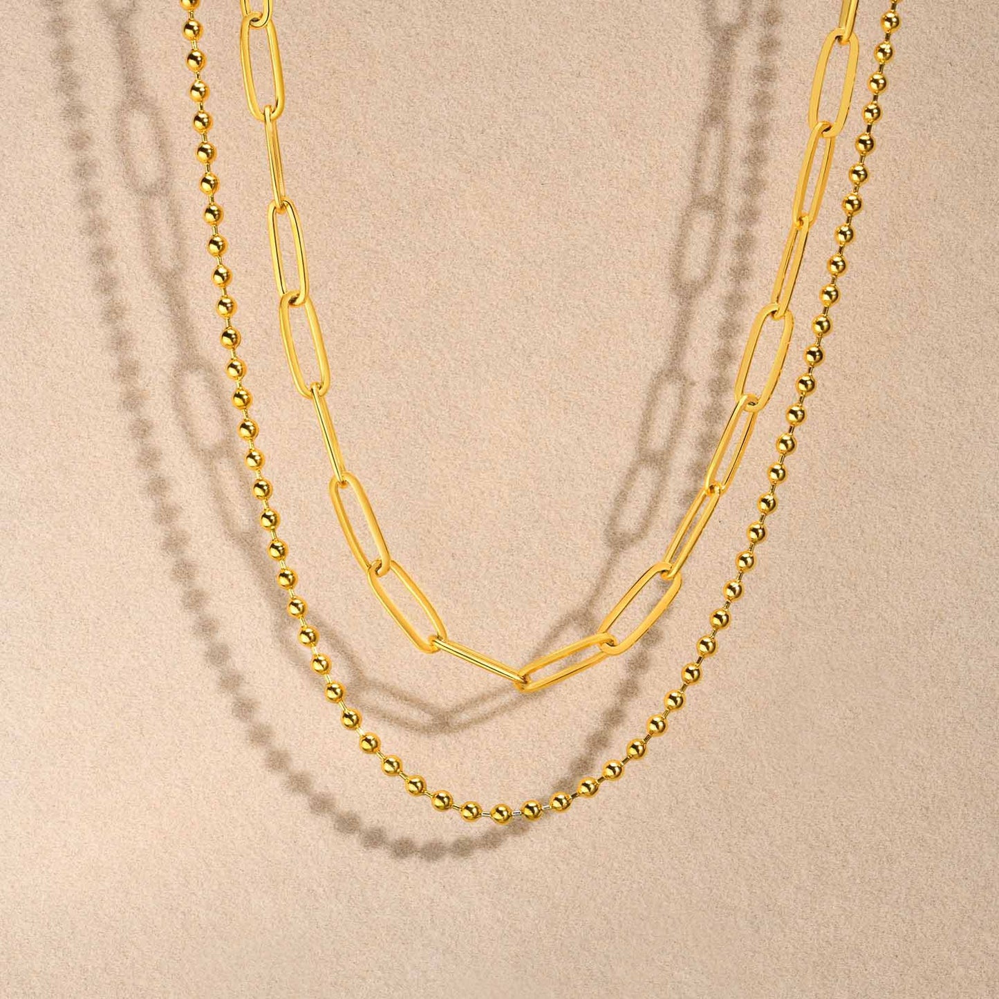 Stainless Steel Stacked Collarbone Chain Gold Double Layer Necklace