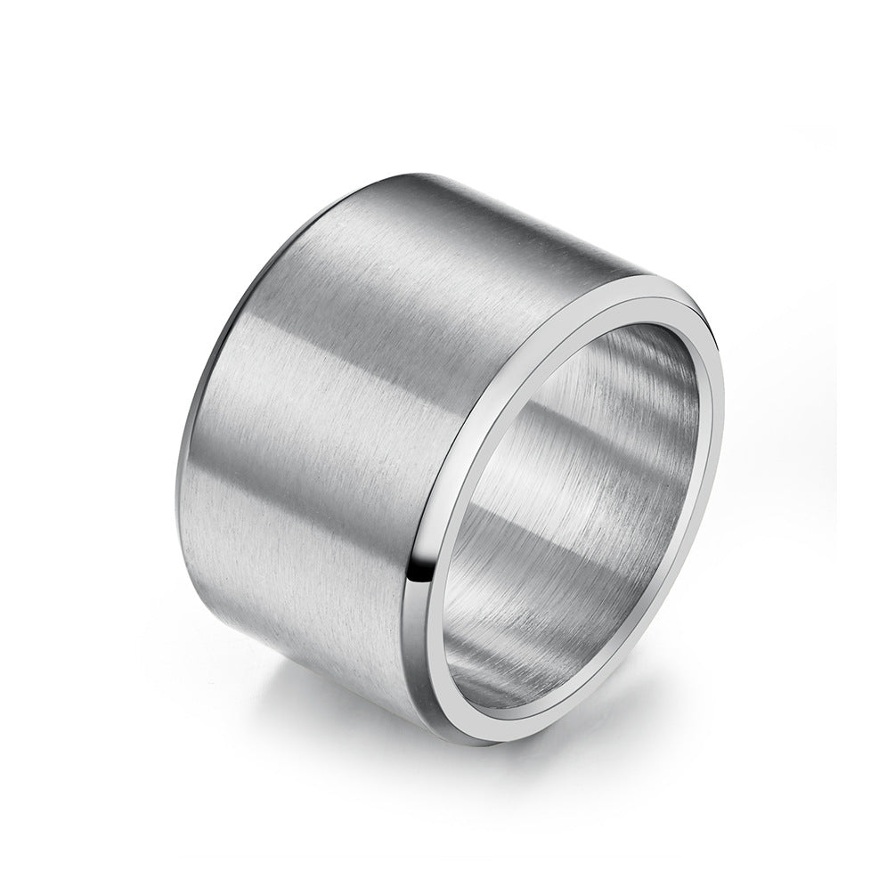 Planderful Titanium Steel Ring Flat Matte Brushed Finish Inside And Outside For Men Vintage Hip Hop Style