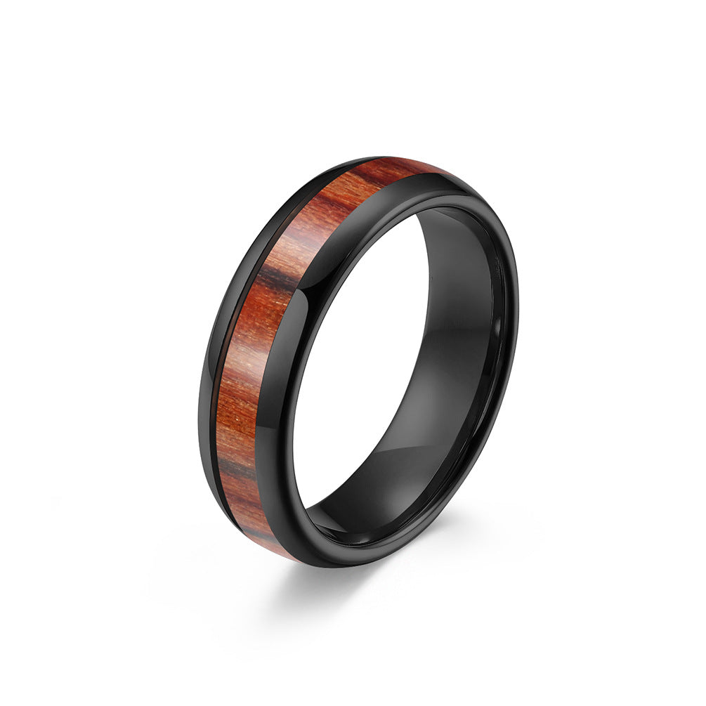 Premium Tungsten Ring Inlaid Wood And Leather 4 6 8mm For Men And Women Planderful Shop