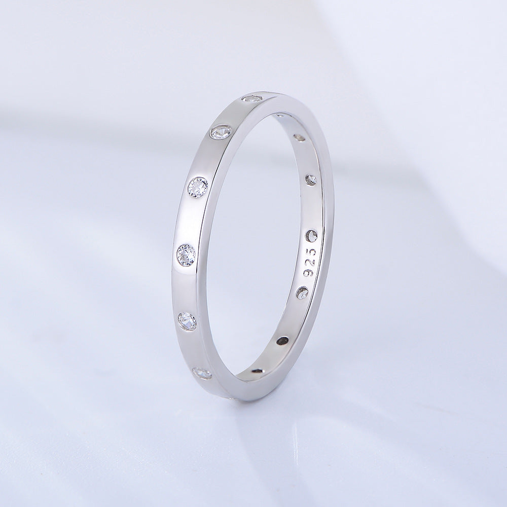 S925 Sterling Silver Stacked Wind Combination Ring Zircon Fine Ring Jewelry