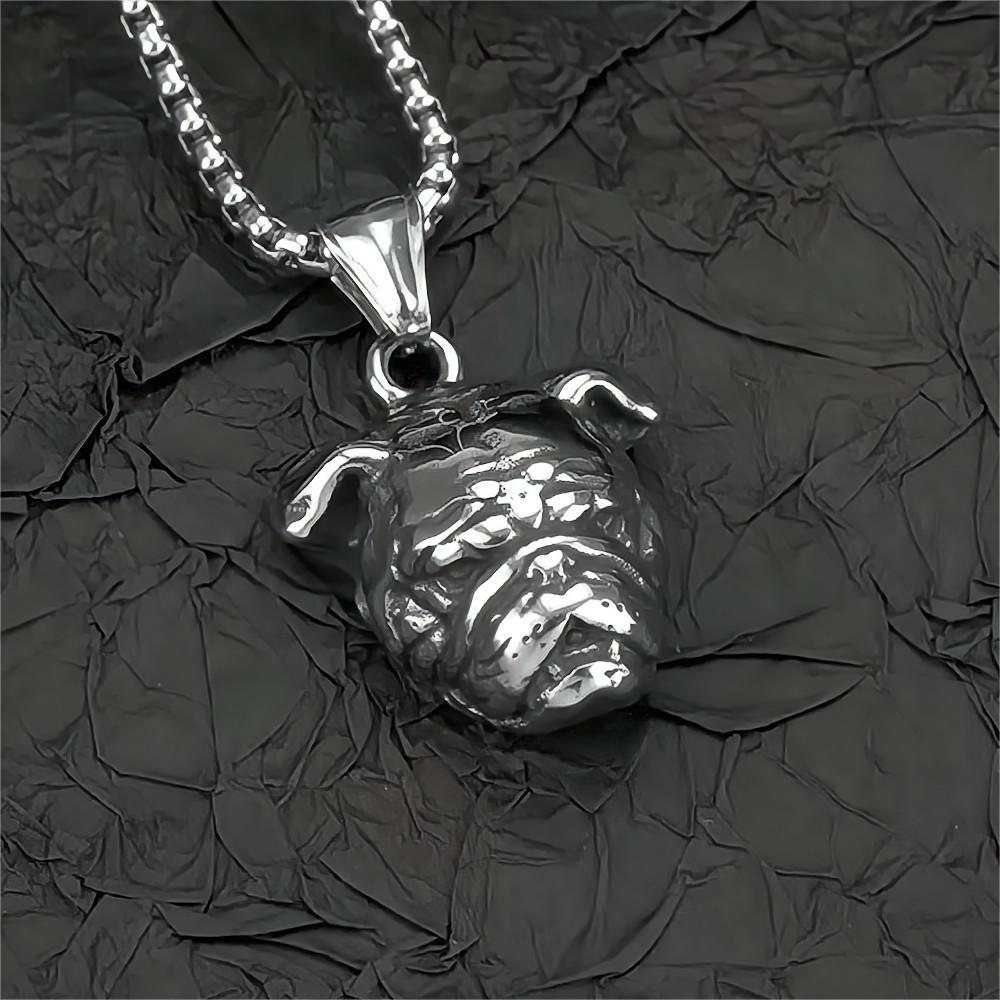 European and American Jewelry Wholesale Titanium Steel Men's Pendant Necklace Retro Hip-Hop Dog Pendant for Men