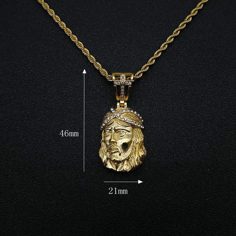 Stainless Steel Gold Plated Zircon Portrait Head Pendant Necklace For Women Planderful
