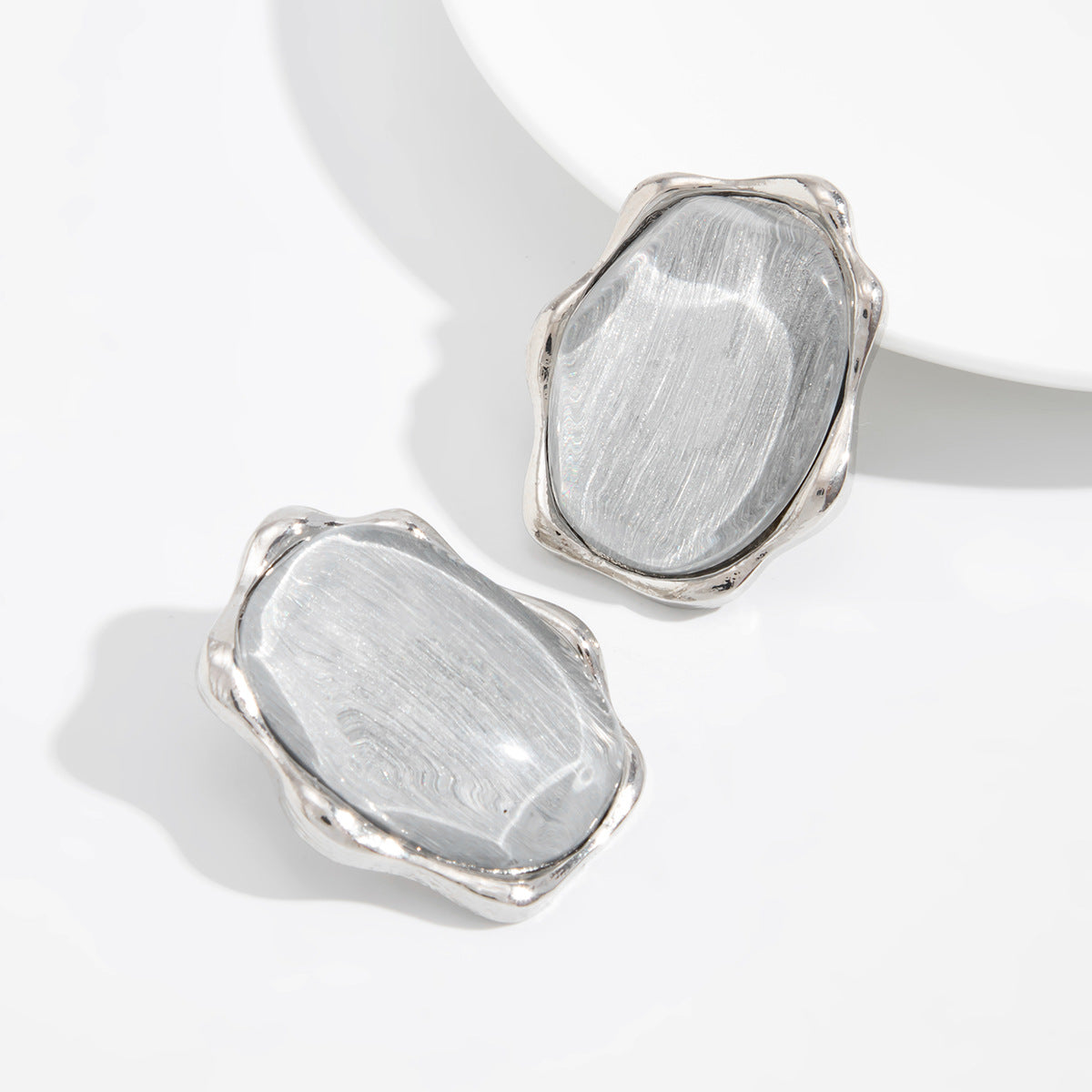 Planderful Vienna Verve Statement Stone Stud Earrings Brushed Texture Lava Stone Retro Design For Trendsetters