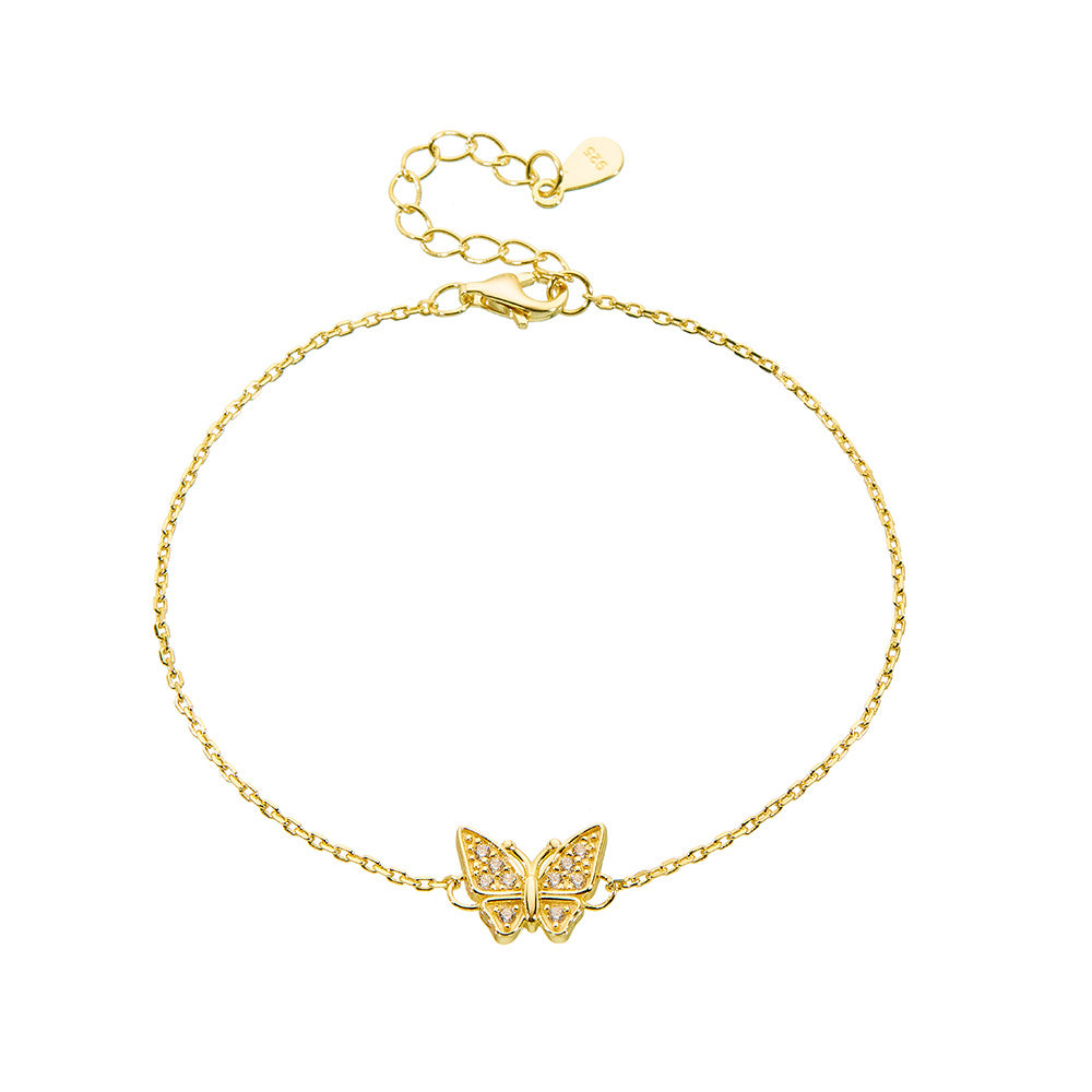 S925 Sterling Silver Zircon Butterfly Bracelet Inlaid Zircon