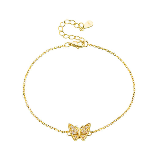 S925 Sterling Silver Zircon Butterfly Bracelet Inlaid Zircon