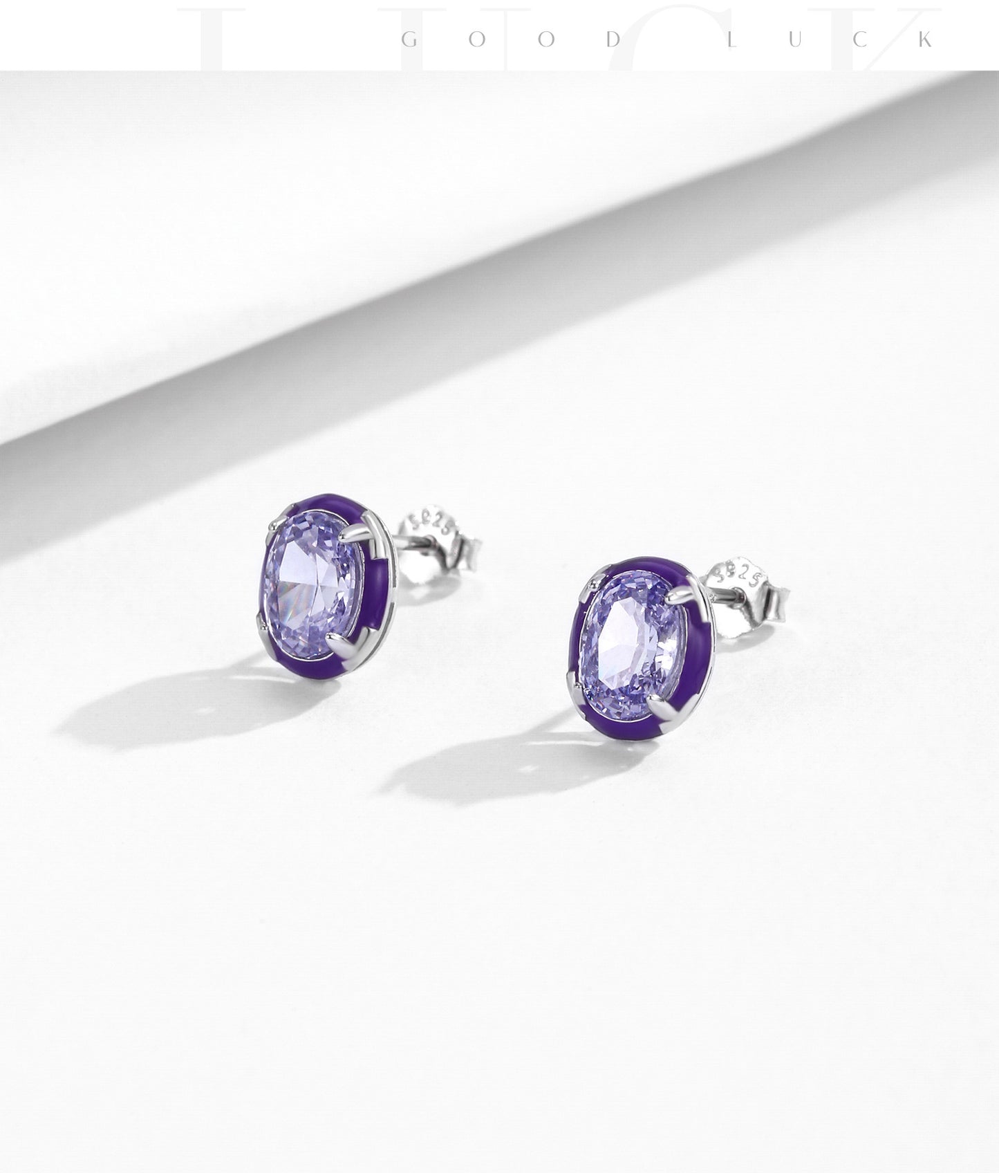 Planderful Everyday Genie Earrings – Elegant Geometric Design with Lavender Zircon