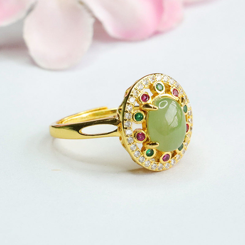 Hetian Jasper Vintage Cabochon Ring