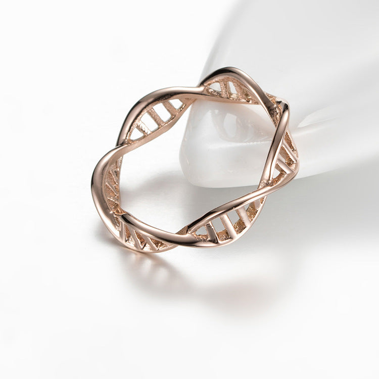 Steel Ring – Minimalist DNA Double Helix Band For Everyday Wear Women Casual Jewelry