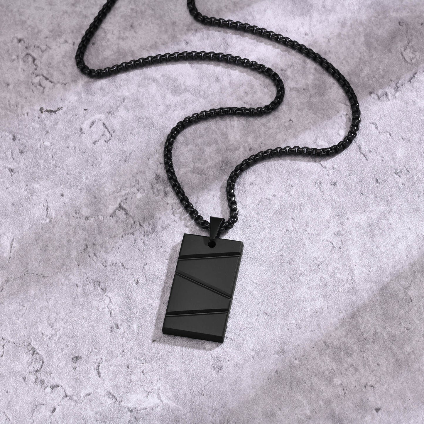 Titanium Steel Geometric Pendant Necklace for Men Engrave