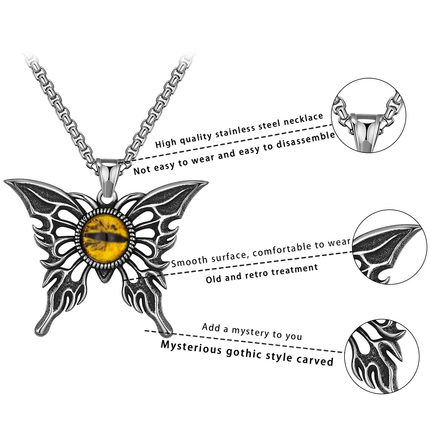 Steel Necklace – Statement Eye Pendant Unisex Fashion Jewelry For Nightlife Streetwear Hip Hop Style Planderful