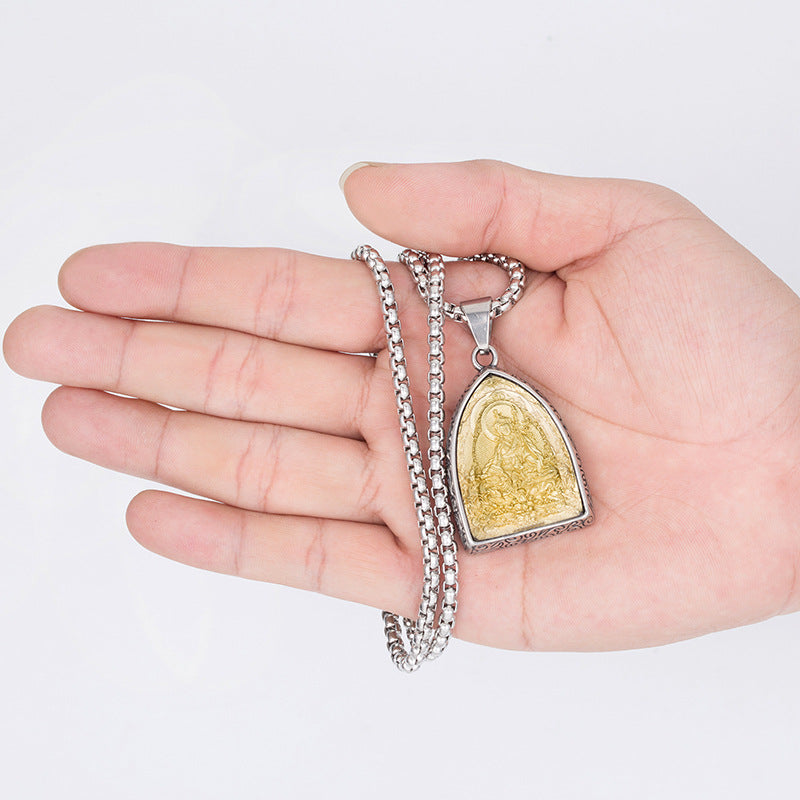Titanium Steel Necklace – Vintage Thai Amulet Style For Everyday Winter Wear Gift For Boyfriend