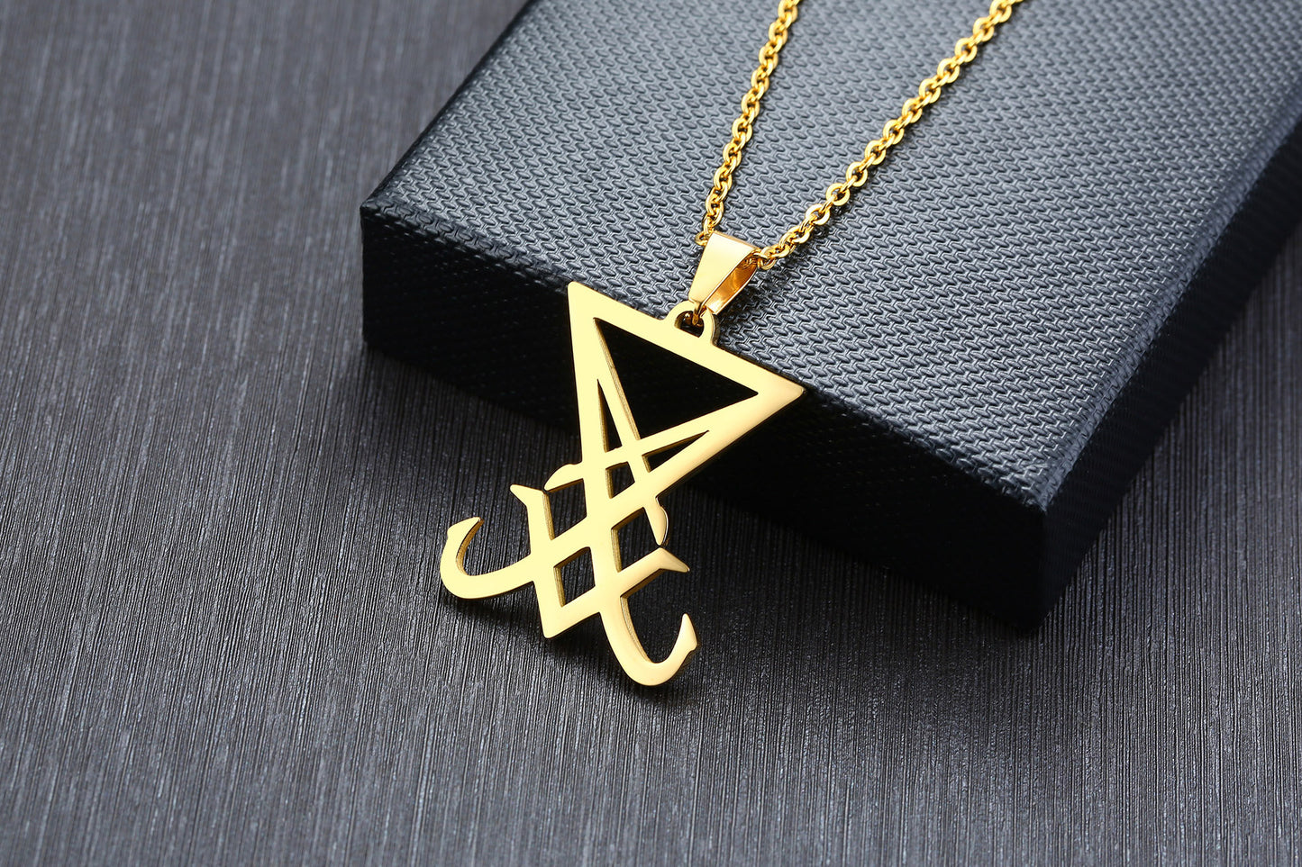 Titanium Steel Lucifer Seal Pendant for Men, Black Jewelry