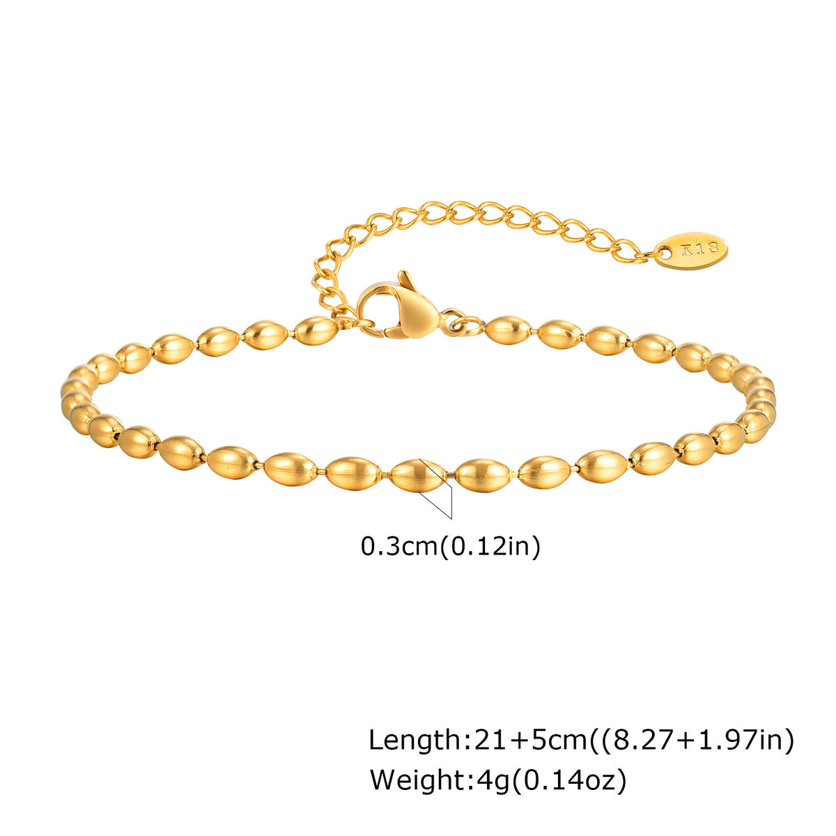 Stainless Steel Rugby Bead Anklets Ladies – Summer Beach Vacation Feet Bracelet