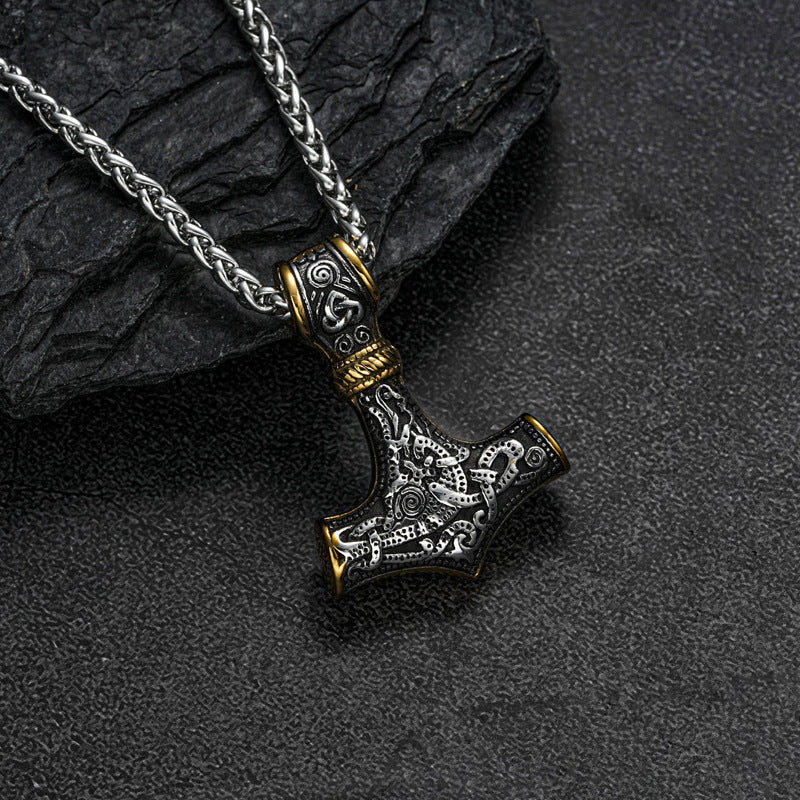 Planderful Nordic Viking Necklace For Men Engraved Steel Pendant Heritage Inspired Durable Style Gift