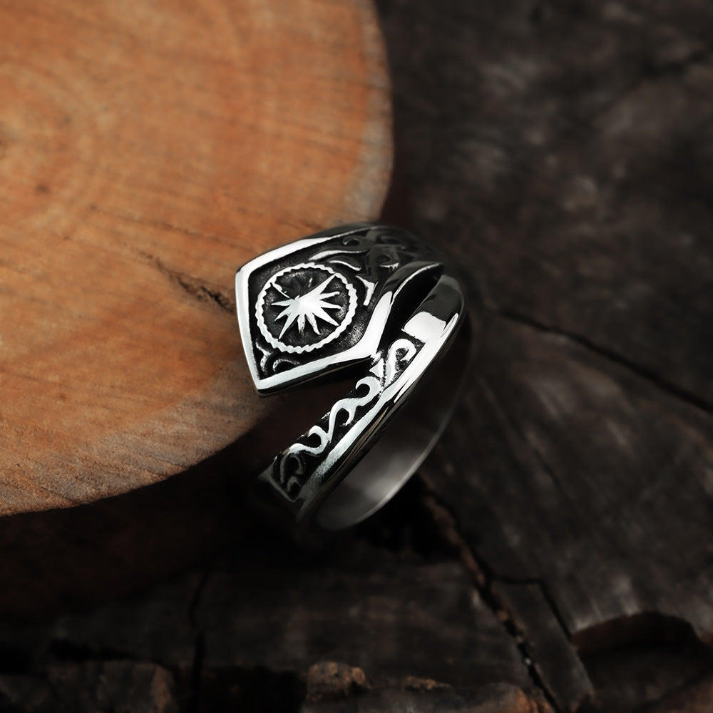 European and American Fashion Hexagram Viking Ring for Men