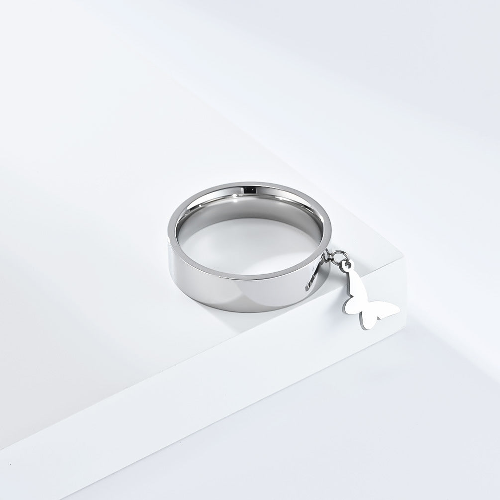 Cross-Border Neutral Wind Star Moon Butterfly Cross Titanium Steel Ring for Men and Children