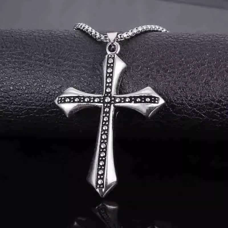 Planderful Jewelry Mens Stainless Steel Cross Necklace Domineering Fashion Pendant For Men