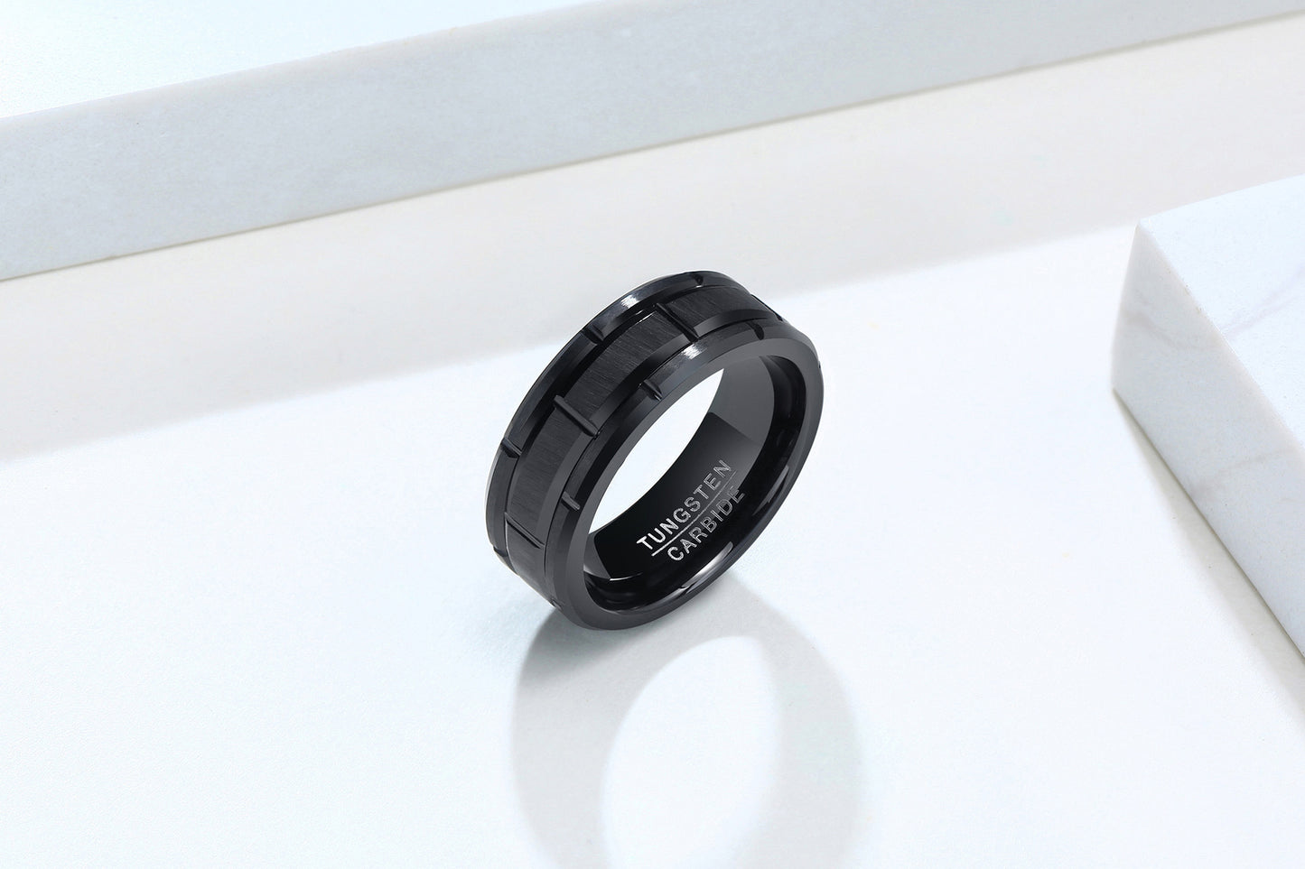 Tungsten Steel Tire Ring Black Men's Groove Ring Wholesale