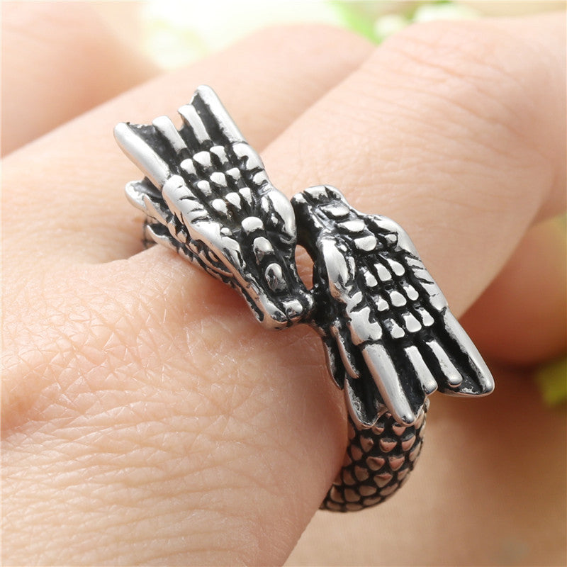 Titanium Steel Chinese Dragon Ring for Men - Retro Trendy Stainless Steel Accessory