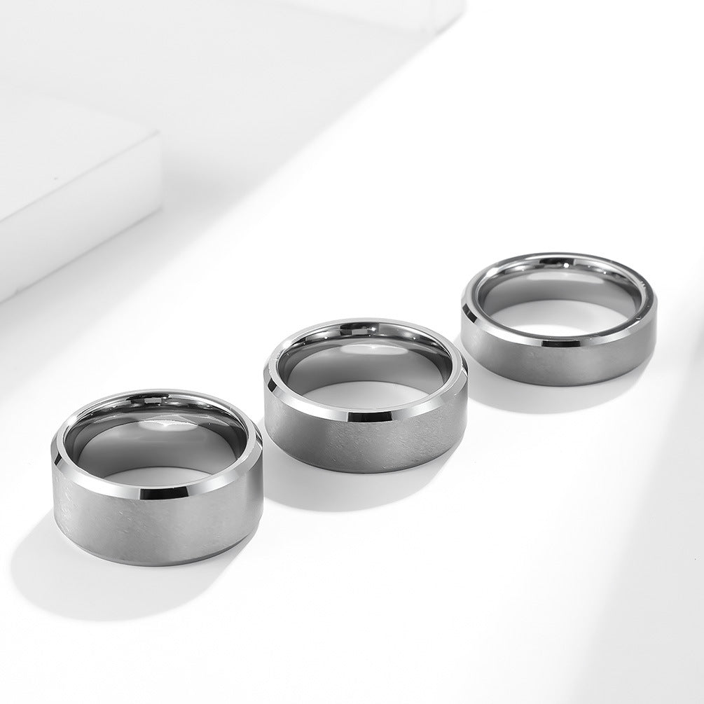 Planderful Tungsten Steel Ring Unisex Minimalist Sand Surface 6-10mm Everyday Genie Jewelry